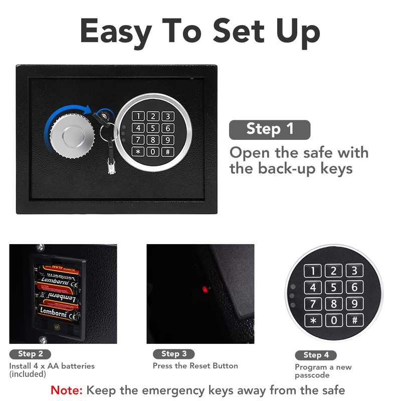 Fraiixar Safe Box 0.43 Cubic Feet Steel Security with Digital