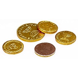 Chanukah Gelt Milk Chocolate Coins - 1 Bag - Kosher Certified OU -D Chalav Yisrael