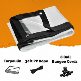 Clear Tarps Heavy Duty Waterproof - 12 Mil PVC Vinyl Tarpaulin with Silver Rings, Transparent Plastic Tarp waterproof Rustproof Aluminum Grommets, Cold Weather Resistant for Greenhouse Balcony Garden