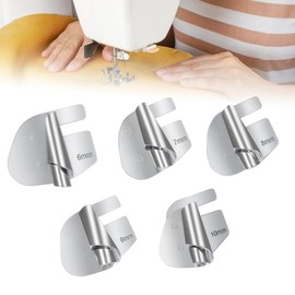 YUUTIAL Pack of 5 Sewing Accessories Presser Foot Rolled Hem Foot for Sewing Machine, 6/7/8/9/10 mm Accessories Rolled Hem Presser Foot, Stainless Steel Hemming Aid for Sewing Machine, Suitable for