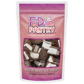 Freeze Dried Ice Cream Sandwich Bites - Vanilla - Crunchy & Sweet Snack 2.5oz Freeze-Dried Space Ice-Cream Pack Dehydrated Resealable Gift Bag