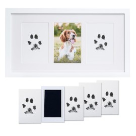 Pearhead Pet Paw Print Photo Frame with Clay Imprint Kit, Pawprint Making Kit, Cat or Dog Memorial Keepsake Gift