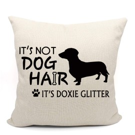Mancheng-zi It's Not Dog Hair It's Doxie Glitter Throw Pillow Case, Dog Lover Gifts, Dachshund Dog Decor, Funny Dachshund Dog Pillow Cover, 18 x 18 Inch Doxie Decor Cushion Cover for Sofa Couch Bed