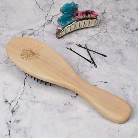 'Dandelion Clock Blowing Away' Wooden Hairbrush (HA00050392)