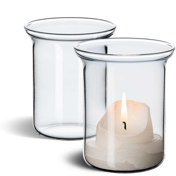 Tuuters Glass for Candles with Rim, Pack of 2, Borosilicate