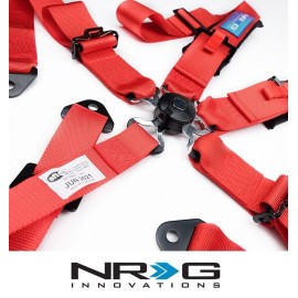 NRG SFI Approved Seat Belt Harness 5 Point Cam Lock Red SBH-B6PCRD (RED)