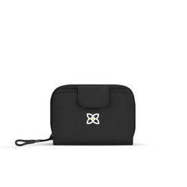 Sherpani Barcelona, Small Nylon Bifold Zipper Pocket Wallet for Women, RFID Protection (Raven)