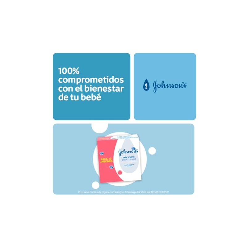 JOHNSONS Jabón en Barra para bebé Original 75 gr 3-Pack