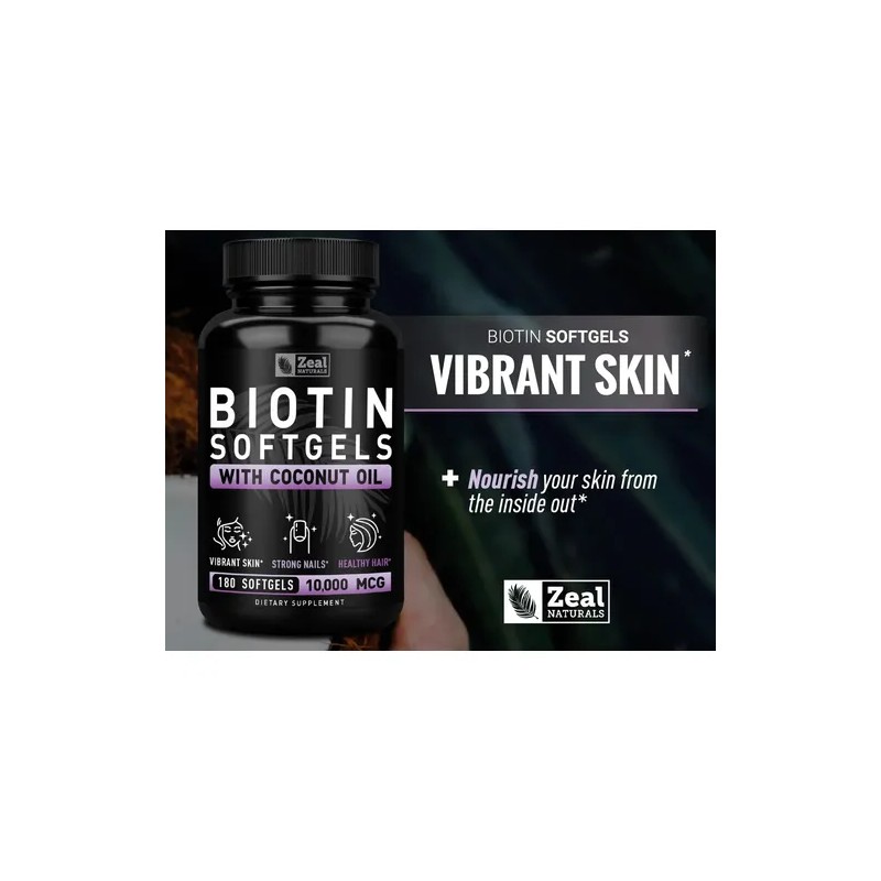 Zeal Naturals Biotin 10000mcg Para Cabello 180 Caps