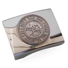 GravurManufakturBerlin Fire brigade God in honour of the next to the weir coupling lock for 4.5 cm wide belt rescue extinguishing mountains protect, silver