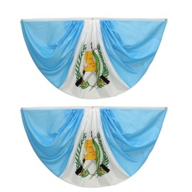 Guatemala Guatemalans Pleated Fan Flag Bunting 3 x 6 Ft Guatemala Pleated 2 Pcs Fan Flag Banner Indoor/Outdoor/Front Porch Decorations