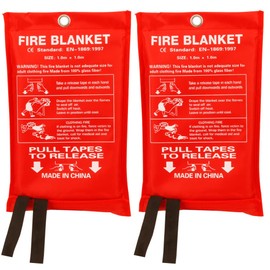 Aksipo Fire Blanket Fiberglass Fire Emergency Suppression Flame Retardant Blanket Emergency Survival Safety Cover for Kitchen Home House Car Office Warehouse, 2 Pack (39.3X 39.3 inch)