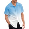 Mens Gradient Linen Shirts Casual Button Down Short Sleeve Beach