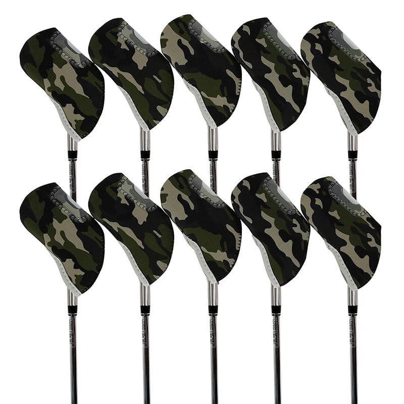 Golf Club Iron Head Covers 10 Piece Set Camouflage Green