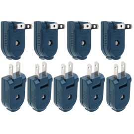 RTNLIT Electrical Plug Replacement 2 Prong, 125V 15A Rotatable Extension Cord Replacement Male Power Lamp Plug for Small Appliances Strips DIY Craft Projects(Blue, Pack of 9)