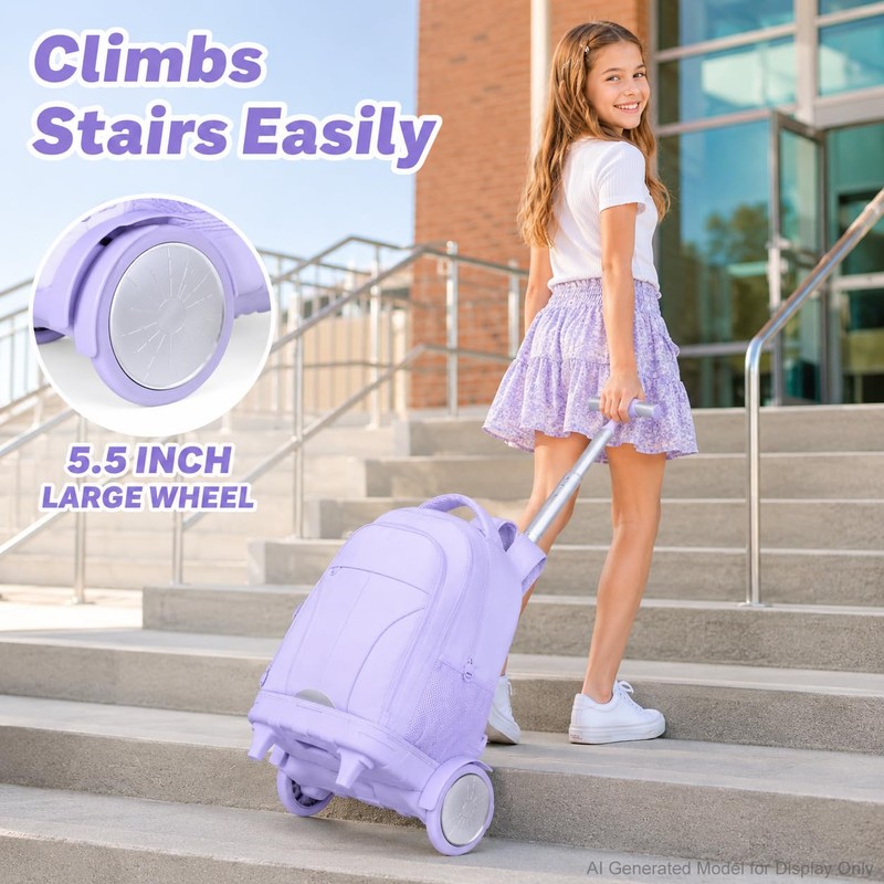 gxtvo Large Wheels & Quiet Glide | Rolling School Backpack