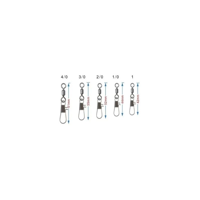 KT Tackle Fishing Clips & Swivels 5 sizes 4/0, 3/0,