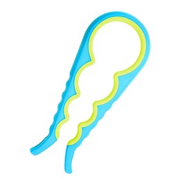 Multi-Function Can Opener, 4-in-1 Jar Lid Gripper, Non-Slip Bottle Opener, Yellow in Blue