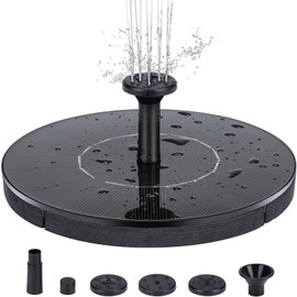 DioFent 1.5W Solar Powered Fountain Pump for Bird Bath,Free-Floating 6.3 in Solar Fountain with 6 Different Nozzles, Pool Backyard Waterfall Pond Garden Patio Aquarium Lawn Outdoor Decoration Pumps