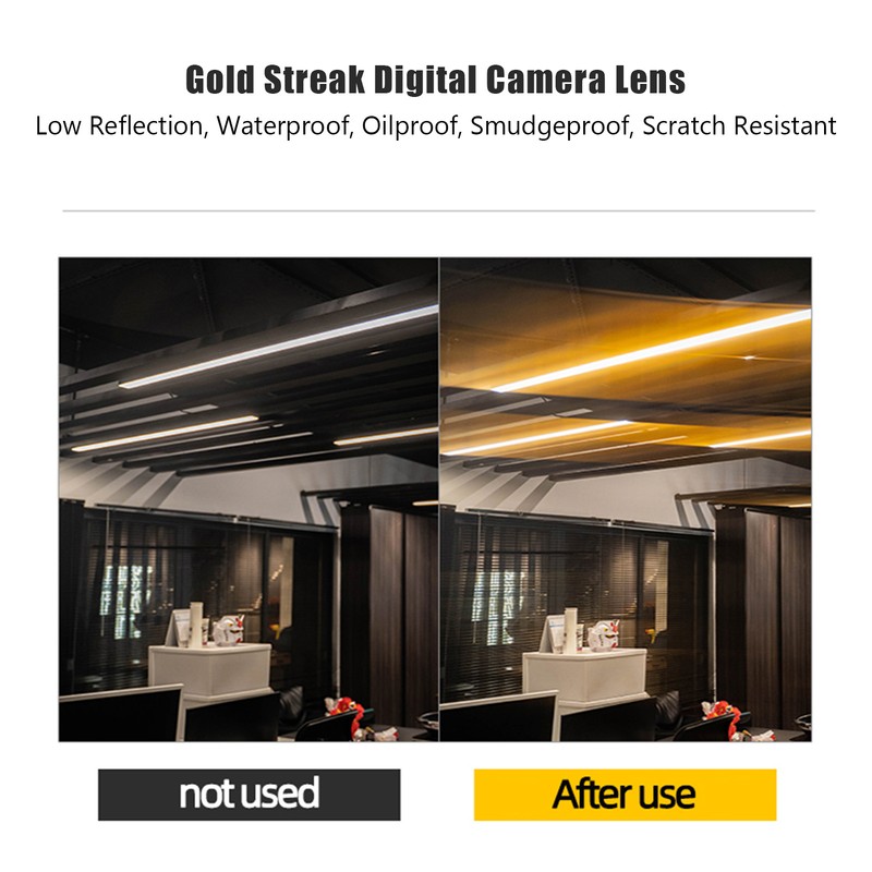 Gold Streak Digital Camera Lens Filter Antiscratch Optical Glass Aluminum