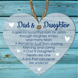 Laser Cut Father's Day Heart Plaque - Celebrate Dad & Daughter Bond, Durable MDF, Perfect Indoor Decor - Size 10cm x 9cm