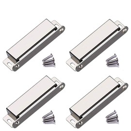 WOOCH Door Magnetic Catch - 70lb High Magnetic Stainless Steel Heavy Duty Catch for Kitchen Bathroom Cupboard Wardrobe Closet Closures Cabinet Door Drawer Latch (3.7 in Silver, 4-Pack)