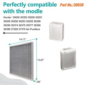 OKKFITR 2-Pack 30930 Replacement Air Filters Compatible with Hunter HEPAtech 30020, 30200, 30201, 30205, 30250, 30253, 30255, 30256, 30350, 30374, 30375, 30377, 30380, 30390, 30393, 37255, 37375