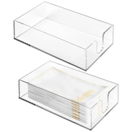 2 PCS Acrylic Napkin Holders, 8.7 x 5.1 x 2.4 Inches Clear Napkin Tray, Guest Napkin Organizer for Table, Bathroom Acrylic Paper Towel Holder, Transparent Napkin Holder for Kitchen and Dining Room