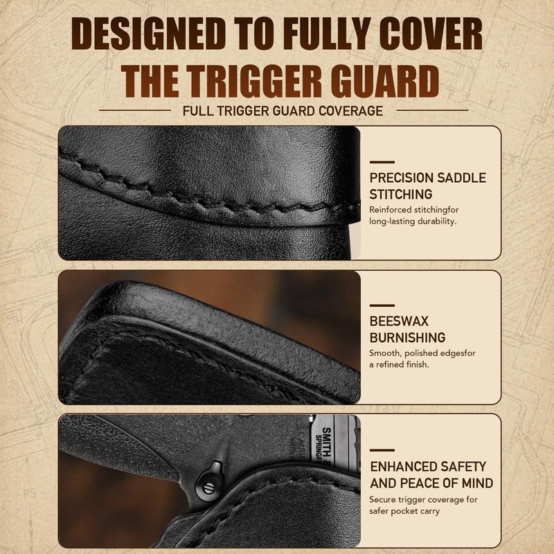 Leather Pocket Holster for S&W Bodyguard 2.0/Ruger LCP, Optic Ready,