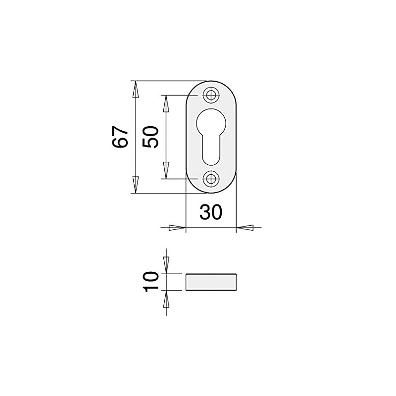 Aluminium Fitting Solid 10 x 30 x 67 mm Key