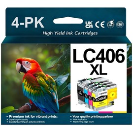 MANNERES LC406XL Ink Cartridges 4 Pack Replacement for Brother MFC-J4335DW MFC-J5855DW MFC-J6555DW MFC-J4535DW MFC-J6955DW MFC-J4345DW MFC-J5955DW - High Yields Black Cyan Magenta Yellow