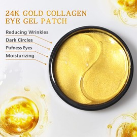 LIYALAN Parches De Oro De 24 Quilates Para El Contorno De Ojos, Para Ojeras Y Bolsas. Mascarilla Para El Cuidado De La Piel Con Ojos Hinchados. Produc