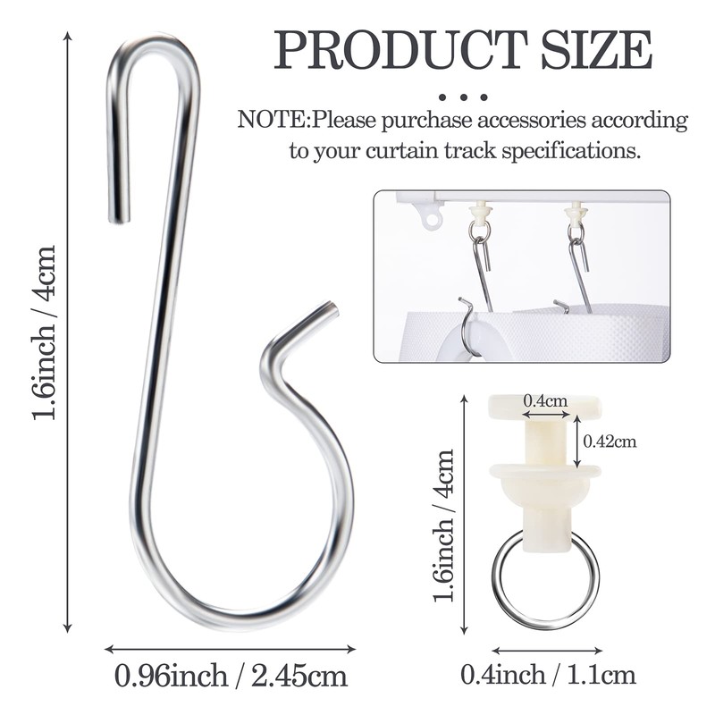 60 Pieces Shower Curtain Pack of 30 Pieces Hooks and