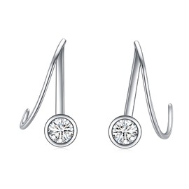 Spiral Earrings with Cubic Zirconia for Women 925 Sterling Silver Dainty Twist Earrings Hypoallergenic Sensitive Ears, Sterling Silver