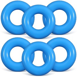 JellyArch 6 Pcs Inflatable Pool Floats 24 Inches Swim Tube Bulk for Adults Swimming Ring Pool Floaties for Beach Party Decorations Women and Men River Lake Summer Vacation Holiday (Blue)
