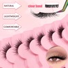 7P-CZ-A02 Clear Band Half Eyelashes, Cat Eye, 15 mm Short