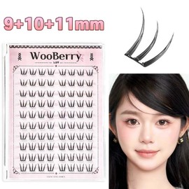 Wooberry ultra-light no-glue eyelashes, clear idol eyelashes, glue-free eyelashes, eyelashes 91011mm 80pcs, 1 piece, black / 우베리 초경량 노글루 속눈썹 또렷한 아이돌 속눈썹 풀이 필요없는 속눈썹 아이래쉬 91011mm 80pcs, 1개, 블랙