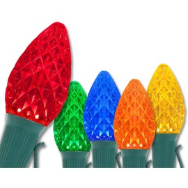 C7 OptiCore Commercial Multicolor Outdoor Christmas Lights - Commercial Grade String Lights, Outside Christmas Lights for House; Green Wire (100 Lights, 100 ft)