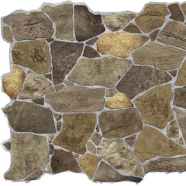 Dundee Deco Brown Faux Stone PVC 3D Wall Panel, 3.2 ft X 2.1 ft (98cm X 63cm), Pack of 5, Interior Design Wall Paneling Decor, Total Coverage 33.5 sq. ft. (3.1 sq. m)
