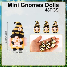 Lyreh 48pcs Mini Gnomes Figurines,Spring Tiny Bee Gnomes Figurines Cute Small Bumble Bees Ornaments Fall Summer Gift Miniature Toys for Home Garden Car Dollhouses Decor