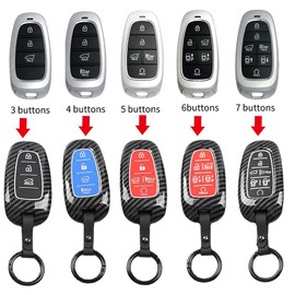ontto Plastic Car Key fob Cover fit for Hyundai Tucson Sonata DN8 NX4 Ioniq 5 Nexo New Santa Fe Grandeur Azera 2019 2020 2021 2022 Keyring Accessories Remote Key Holder Keychain 4 Buttons Blue