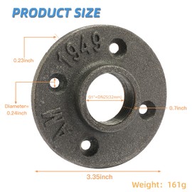 1" Heavy Duty Floor Flange, Home TZH 20 Pack Malleable iron Pipe Flange for Industrial vintage style, Flanges with Threaded Hole for DIY Project/Furniture/Shelving Decoration(1", 20)