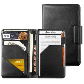 CoBak Premium Server Book - 5.12" x 7.91" Waiter Wallet Organizer in Genuine Leather, with 8 Pockets, Magnetic Pocket, Zipper Pouch, Pen Hook & Magnetic Closure.Fits Apron Pocket.