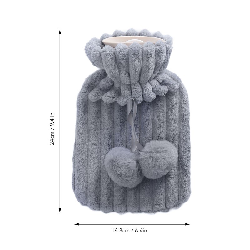 Hot Water Bag PVC Plush Fabric Cover Wide Mouth Design