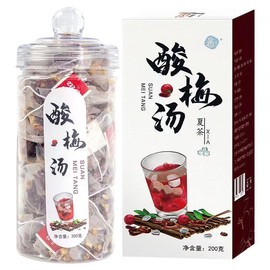 JINQI Chinese Fruit Tea Caffeine Free Fruit Tea bags Mixed fruit tea (Plum Syrup) 酸梅汤 (200g, 10gX20Bags)7.05OZ