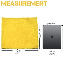 Towelogy® Edgeless Microfibre Car Cleaning Cloths 520GSM Premium for Auto Cars Drying Wash Detailing Buffing and Polishing Towels 40x40cm Grey/Yellow, Pack Of 2