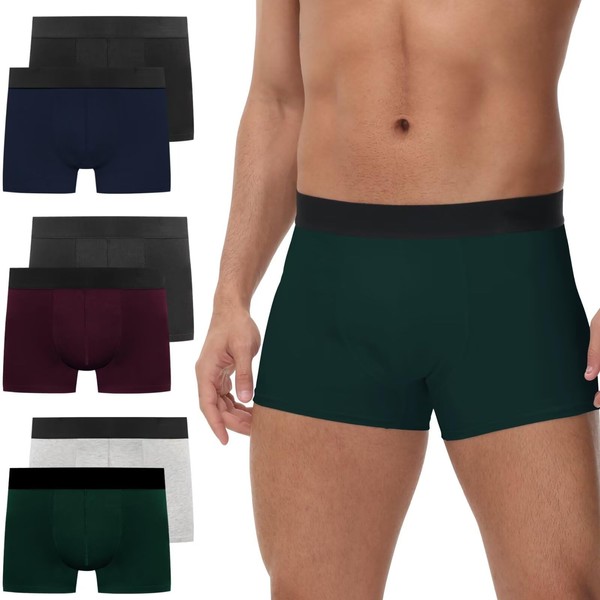 NAWOBAM Men's Boxer Shorts, Pack of 6, Cotton Underwear, Without