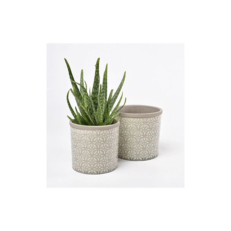 Burgon & Ball Tuscany Ceramic Indoor Planter - Pale Grey,