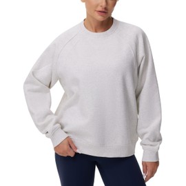 THE GYM PEOPLE Women's Oversized Fleece Sweatshirts Loose Fit Crewneck Long Sleeve Pullover Tops Heather White