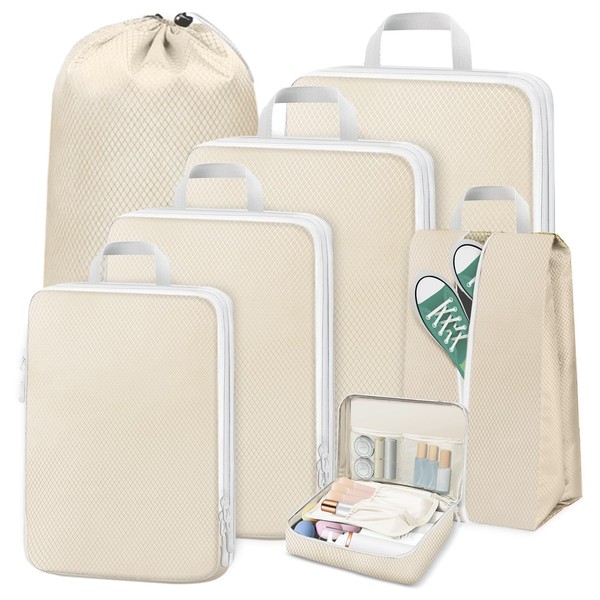 Vmglgig Compression Packing Cubes, 7 PCS Packing Cubes with Cosmetic
